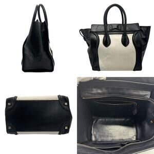 Celine White Black Handbag Luggage Leather Shopper